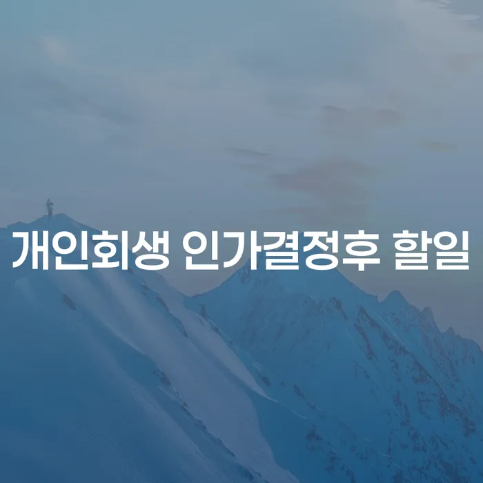 개인회생 인가결정 후 할 일은 무엇인가요?